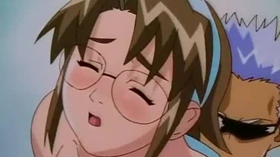 Hot sex scene with anime girl in glasses