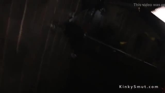 Exposed ass slave fucks with dildo