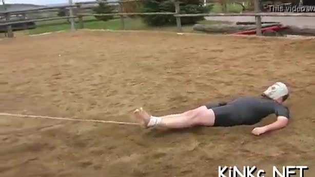 Sexy facesitting and torture for completely wrapped up villein